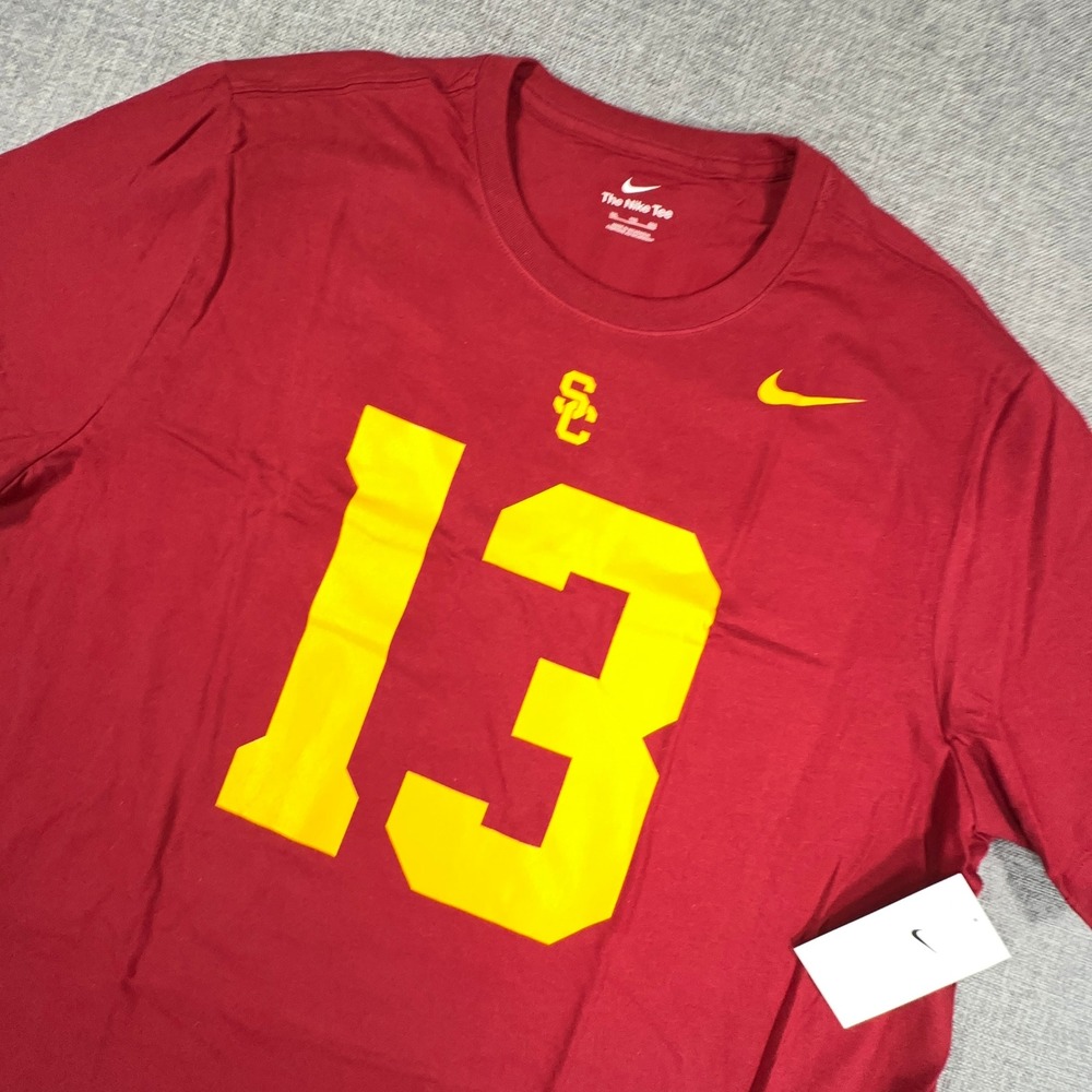 Nike Caleb Williams #13 USC Trojans T-Shirt Men XXL Red Cotton NCAA Football NEW